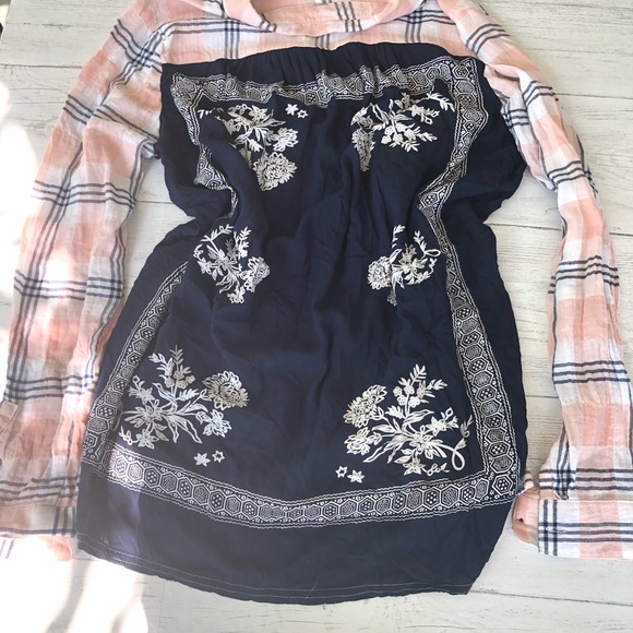 Free People Behind The Funnel Pink Plaid Buttoned - Picture 14 of 16